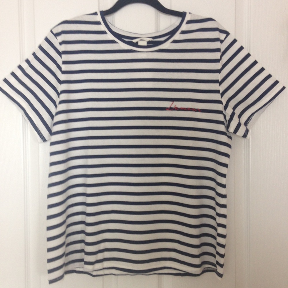 NWT 💙 H&M tee | sailor style | L’amour embroidered